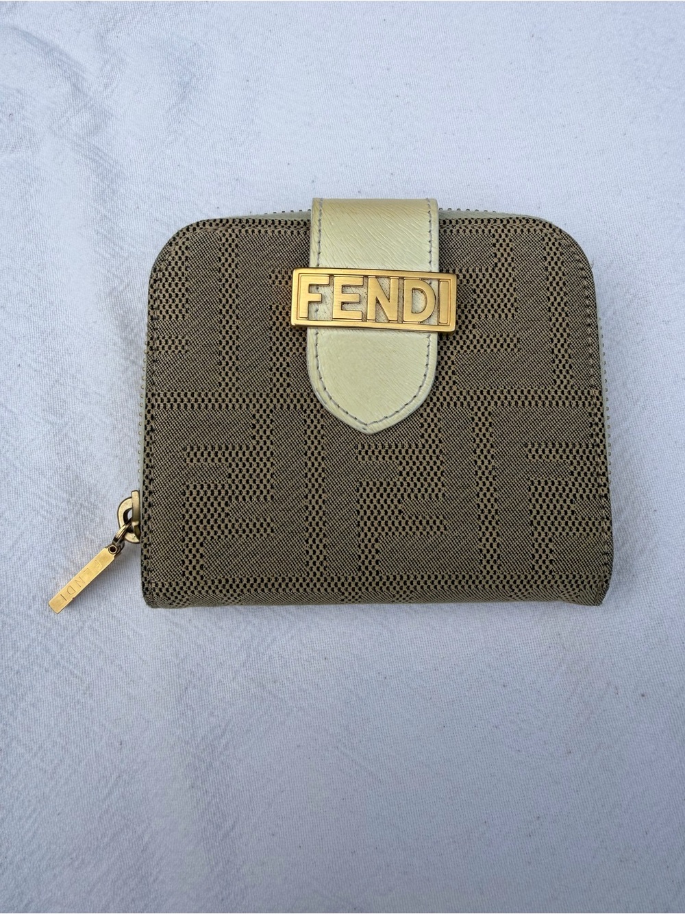 Authentic Fendi Zucchino FF Compact Wallet
